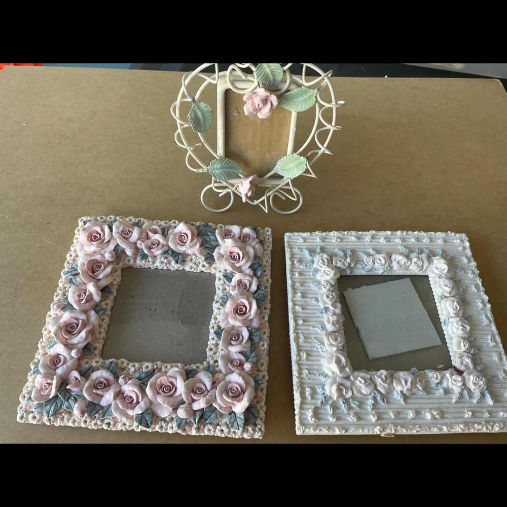 Three Pink-Flowered Frames.